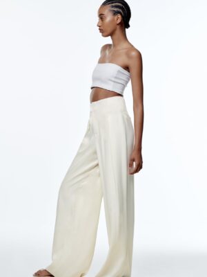 Zara - Full-Length Satin Trousers - Cava - Image 3