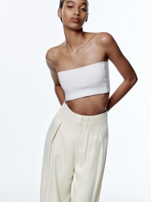 Zara - Full-Length Satin Trousers - Cava - Image 4
