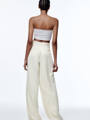 Zara - Full-Length Satin Trousers - Cava - Image 5