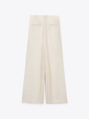 Zara - Full-Length Satin Trousers - Cava - Image 8