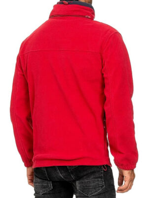 Geographical Norway - fleece jacket with concealed Hoodie - Red / Navy - Image 4