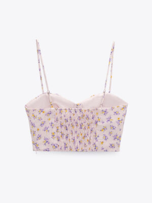 Zara - Linen Blend Printed Crop Top - Image 3