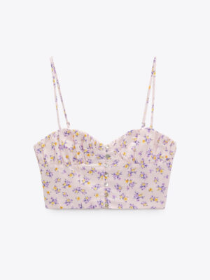 Zara - Linen Blend Printed Crop Top - Image 4