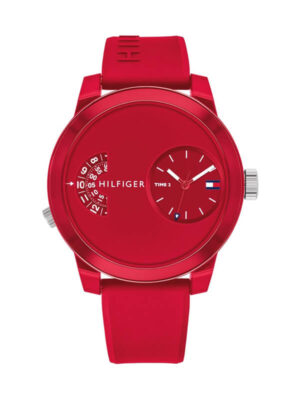 Tommy Hilfiger Men's Red Silicone Strap Watch 44mm - Image 1