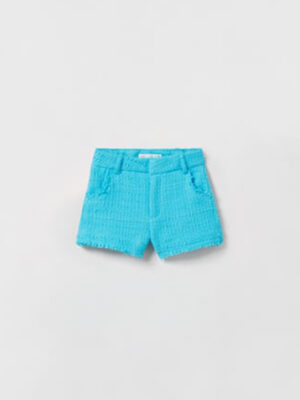 Zara - Frayed Textured Bermuda Shorts - TURQUOISE - Image 3
