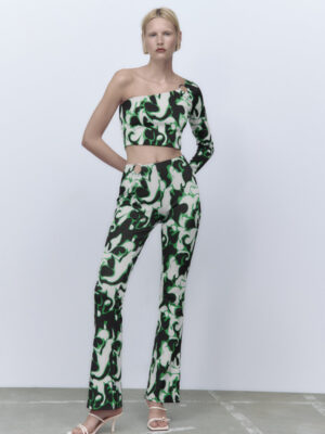 Zara - JACQUARD TROUSERS - White / Black - Image 4